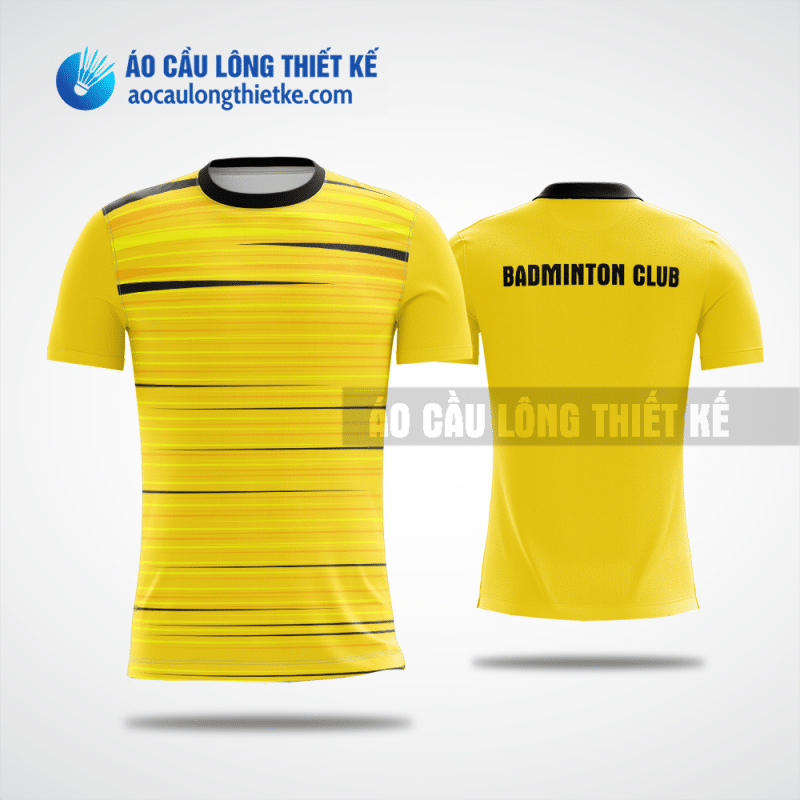 Mẫu may áo cầu lông CLB Trường Đại học Thủ đô Hà Nội màu vàng tự thiết kế ACLTK477